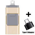 4 IN 1 OTG USB Flash Drive for iPhone 16GB 32GB 64GB 128GB 256GB 512GB Pendrive usb3.0 with type c adapter. 