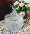 Transparent Qianli Glass Candy Jar With Lid Round Crystal High Quality Glass Candy Jar For Home & Hotel Use. 