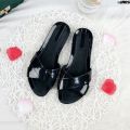 Jelly Beach Crystal Korean Style Seaside Cool All-Match Summer Slippers Female Students Flat Wear Non-Slip outside ︷‖. 