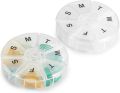 Weekly Pill Organizer - 7 Day Pills Container, Round Medicine Organizer Box, Daily Week Pill Reminder Case Travel Friendly, BPA-Free Vitamin, Supplement, Fish Oil, Medication Planner by ZinZen. 