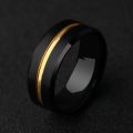 Beveled Edge Never Color Fade 8mm Stainless Steel Rings for Men Gifts. 