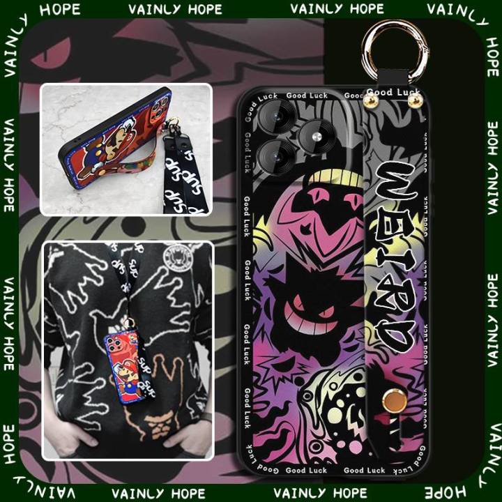 Dirt-resistant Lanyard Phone Case For Oukitel C53 Wristband protective Cute ring Cartoon Shockproof Waterproof Kickstand