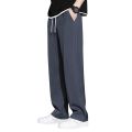 Draping Ice Silk Casual Pants Men's Summer Thin Loose Straight Fashion Men's Clothing Sports Wide Legs Boys Long Pants. 