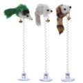 Pet Cat Kitten Teaser Fun Interactive Play Toy Pom Plush Mouse Dangle Spring Bell Colour Sucker Cats Scratching Playing Toys Elastic Wand Feather False Mice Pets Supplies. 