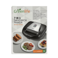 Greenlife 7 in 1 Sandwich Maker Quick and easy Stainless steel panel Non-Stick changeable plates Pre heat Multi function low fat. 