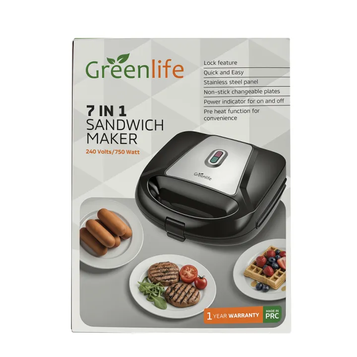 Greenlife%207%20in%201%20Sandwich%20Maker%20Quick%20and%20easy%20Stainless%20steel%20panel%20Non-Stick%20changeable%20plates%20Pre%20heat%20Multi%20function%20low%20fat%20-%20Image%208