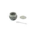 Household High Temperature Resistant Ceramic Lard Jar with Lid Chinese Traditional Japanese-Style Ceramic Seasoning Bottle with Spoon Spice Jars Salt. 