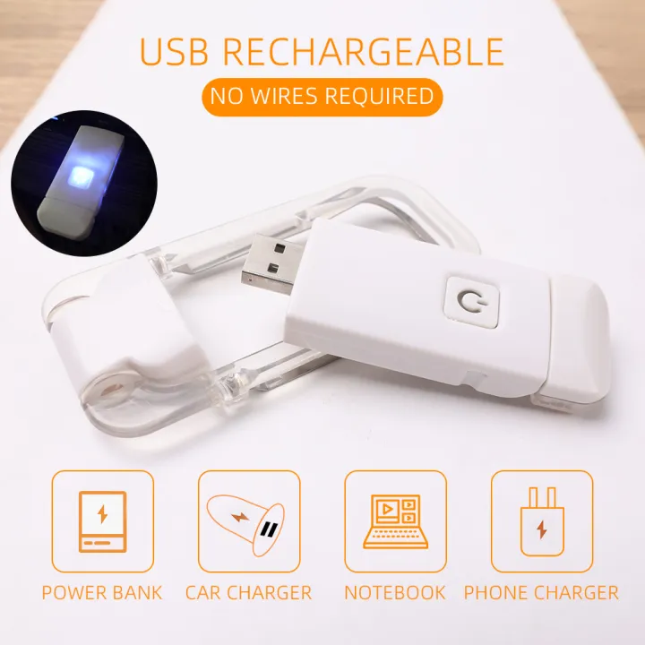 LED USB Rechargeable Book Light Reading Light Eye Protection Night Light Portable Clip Desk Light Bookmark Read Light Night Lamp 1Pcs