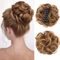 Wavy Hair Piece Messy Curly Hair Bun Invisible Hair Extensions Updo Synthetic Chignon Scrunchie Fake Hair Claw Clip Bun Women. 