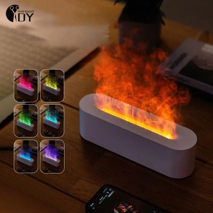 Newest RGB Flame Aroma Diffuser USB Ultrasonic Air Humidifier With LED ...