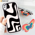AMORVOR for Vivo Y93 Back Cover (With Free Holder) Multi-color Simple Soft Wavy Phone Case Camera Protection Transparent TPU Soft Cover. 