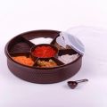 Round Plastic Masala Spice Box | Kitchen Masala Storage Dabba 7 Container Multipurpose Species Woven Masala || Rangoli Box Dabba || Spice Box, Air-Tight || Divided Fruit Tray.. 