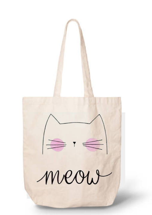 Cat Love Tote Bag With Zipper and Inside Pocket For Women 100% Eco Friendly Stylish New Trend