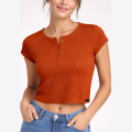 Liveit Ladies Cap Sleeve Henley T-Shirt. 