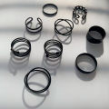 3/6pcs Vintage Black Rings Set For Women Girls Punk Metallic Geometric Simple Sunlight Mall. 
