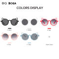 OQ BOGA 5 Colors Unisex Anti UV Cat Ear Round Frame Kids Sunglasses Children Outdoor Eye Protection Full Rim Sun Glasses. 