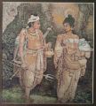 Princess Hemamala & Prince Dantha in Sri Lanka - Cross Stitch Embroidery Needlepoint Craft Design. 