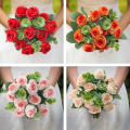 Faux Eucalyptus Artificial Flower Bouquet Lifelike Home Decor 10-Head Silk Rose Arrangement Silk Texture Peony Bouquet  Peony Decor for Wedding Decor Home Decoration Party Enrichment Vase Filling Gift. 