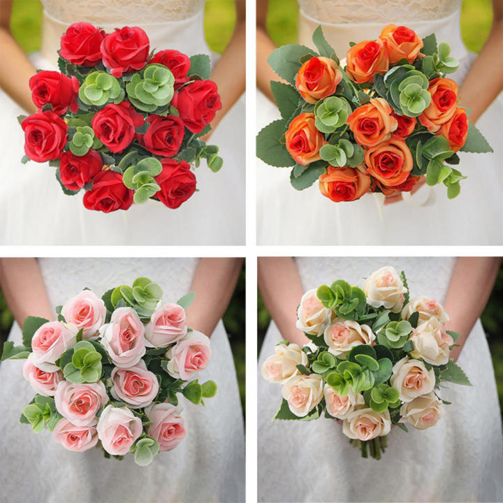 Faux Eucalyptus Artificial Flower Bouquet Lifelike Home Decor 10-Head Silk Rose Arrangement Silk Texture Peony Bouquet  Peony Decor for Wedding Decor Home Decoration Party Enrichment Vase Filling Gift
