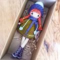 diy Material Package Crochet Knitting Yarn Doll Can Hold Big Doll Snowflake Girl Five-Strand Milk Cotton 45 cm High. 