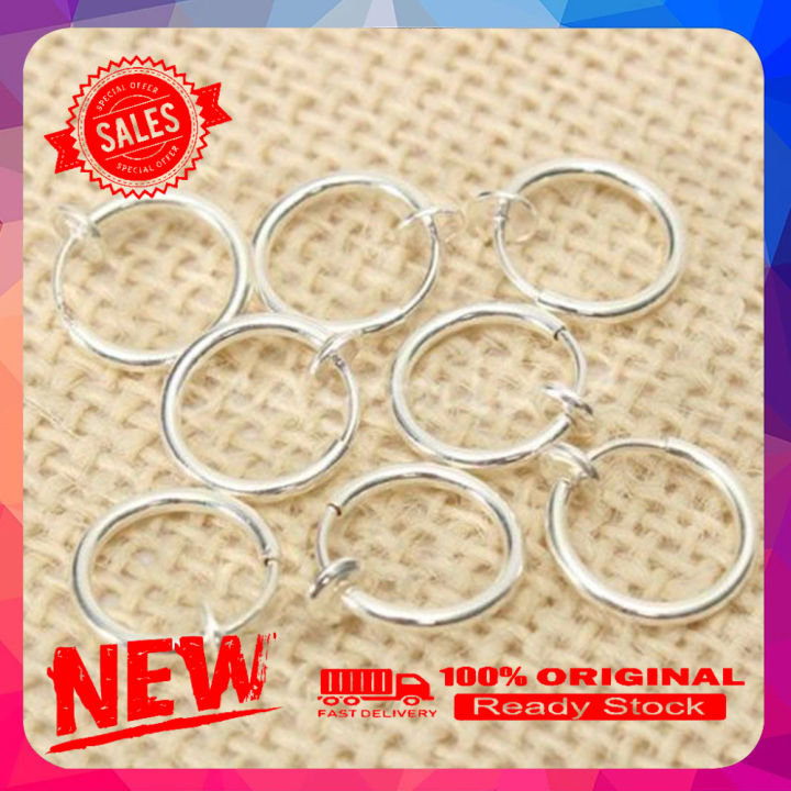 8 Pcs Non-Piercing Fake Spring Septum Nose Hoop Lip Ear Ring Clip On Jewelry