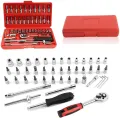 46pcs 1/4-Inch Socket Set Car Repair Tool Ratchet Torque Wrench Combo Tools Kit Auto Repairing (TLS). 