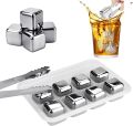 3 PCS Stainless Steel Ice Cubes Metal Whiskey Stones Reusable Whiskey Rocks Set with Ice Tongs and Ice Cube Tray for Cooling Rocks Whiskey Wine.... 
