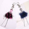 【Parchment & Lace】2017 new women fashion doll cute keychain girl rhinestone car pendant plush beautiful lady crystal Plush jewelry brand key chain. 
