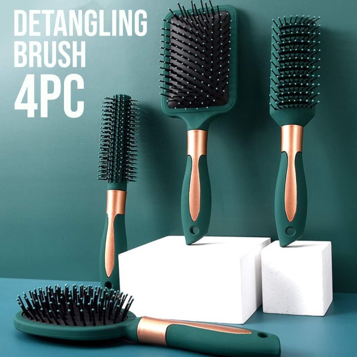 Men & Women 4PC Hair Styling Brush Hairbrush Scalp Air Cushion Massage Comb Detangling