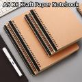 A5 size Spiral coil sketchbook Recyclable B6 size Coil-bound Kraft paper notebook Retro Kraft paper Sketch painting diary for Artists Students Drawing -taking Scrapbooking. 