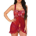 Sleepwear Halter Night Dress Women Sleeping Nightgown Rose Pink Lace Nightie Sleeveless Mini Dress Homewear. 