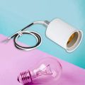 4X E27 Ceramic Screw Base Round LED Light Bulb Lamp Socket Holder Adapter Metal Lamp Holder with Wire White. 
