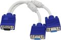 VGA Y Splitter Cable (2 Way) VGA Splitter HD 15 Monitor Y-Splitter Cable 1 Male to 2 Female Adapter Converter for Screen Duplication for PC Projector. 