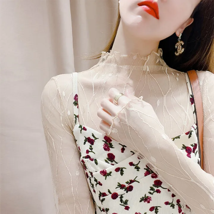 High%20Transparent%20Mesh%20Bottoming%20Shirt%20for%20Women%20Summer%20Thin%20Long%20Sleeves%20Sun%20Protection%20Inner%20Wear%20Gauze%20Clothes%20Turtleneck%20Lace%20Top%20Western%20Style%20Tulle%20-%20Image%202