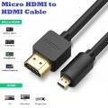 Micro HDMI to HDMI Cable (1.5M) High Speed Male to Male Micro HDMI 4K/60Hz 3D Effect For Camera Laptop Projector Display Projector Blackberry Playbook Tablet. 