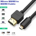 Micro HDMI to HDMI Cable (1.5M) High Speed Male to Male Micro HDMI 4K/60Hz 3D Effect For Camera Laptop Projector Display Projector Blackberry Playbook Tablet. 