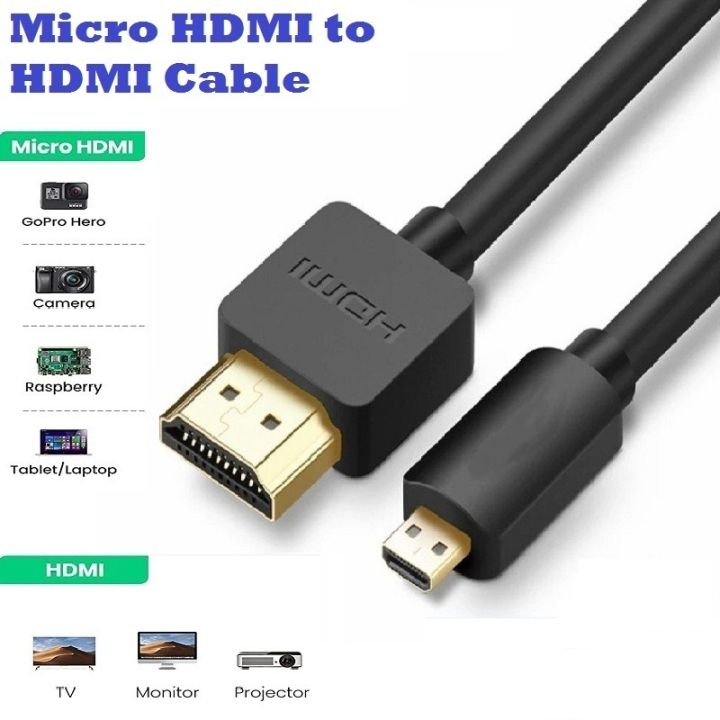 Micro HDMI to HDMI Cable (1.5M) High Speed Male to Male Micro HDMI 4K/60Hz 3D Effect For Camera Laptop Projector Display Projector Blackberry Playbook Tablet