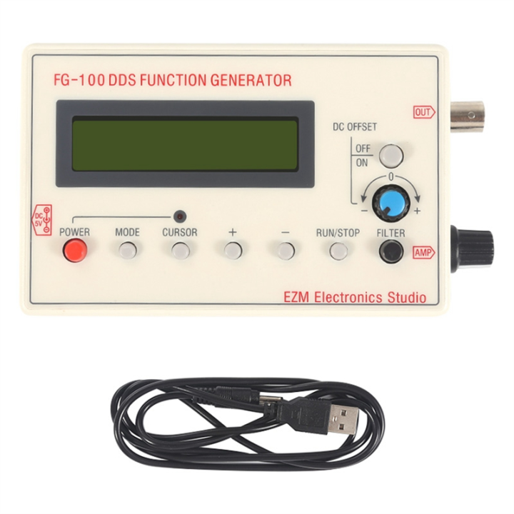 FG-100 DDS Funktionsgenerator – 1 Hz–500 KHz Sinus, Rechteck, Dreieck & Sägezahn, 50 Ω, Mit USB, Laboroszilloskop-Zubehör