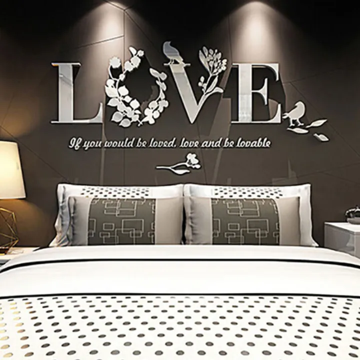 Modern%203D%20LOVE%20Letter%20Flower%20Bird%20Wall%20Sticker%20Mural%20Art%20Decal%20Home%20Decor%20-%20Image%204