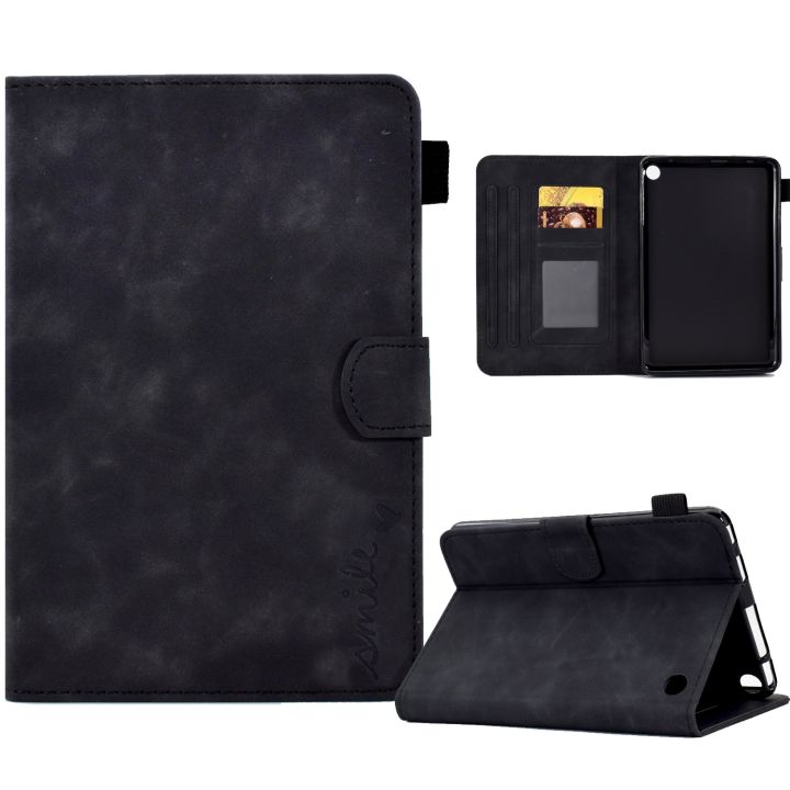 For Amazon Kindle Fire 7 2022 Embossed Smile Flip Tablet Leather Case ...