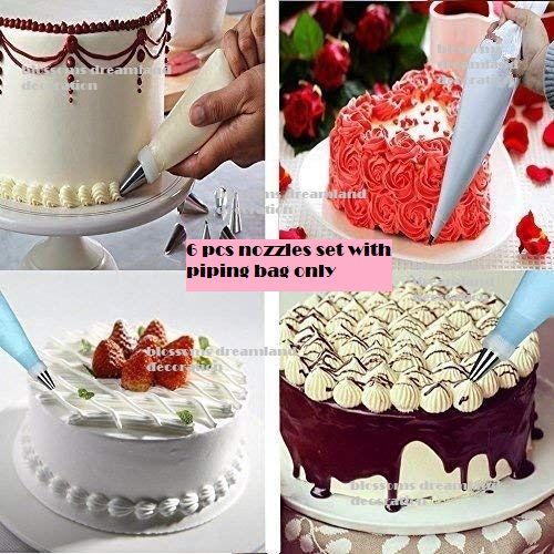 Pc Cake Decorating Nozzle with Piping Bag Stainless Steel Piping