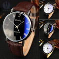 Prism Men Roman Numerals Blu-Ray Faux Leather Band Quartz Analog Business Wrist Watch. 