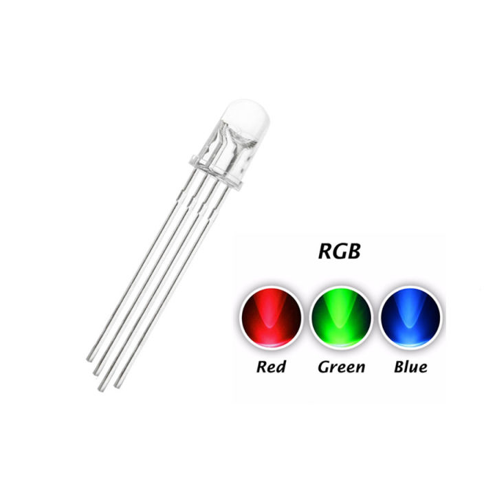 【GlobalTrendz】50pcs 5mm RGB LED Common Cathode 4pin Red Green Blue LED ...