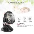 USB Clip Desktop Table Fan Mini Portable Clamp Fan 360 degree Rotating Rechargeable Ventilator 3 Speeds Adjustable Air Cooler. 