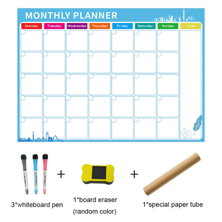 A3 Dry Erase Magnetic Monthly Weekly Planner Calendar Markers Whiteboard,Fridge Magnet Daily Message Memo Refrigerator Sticker