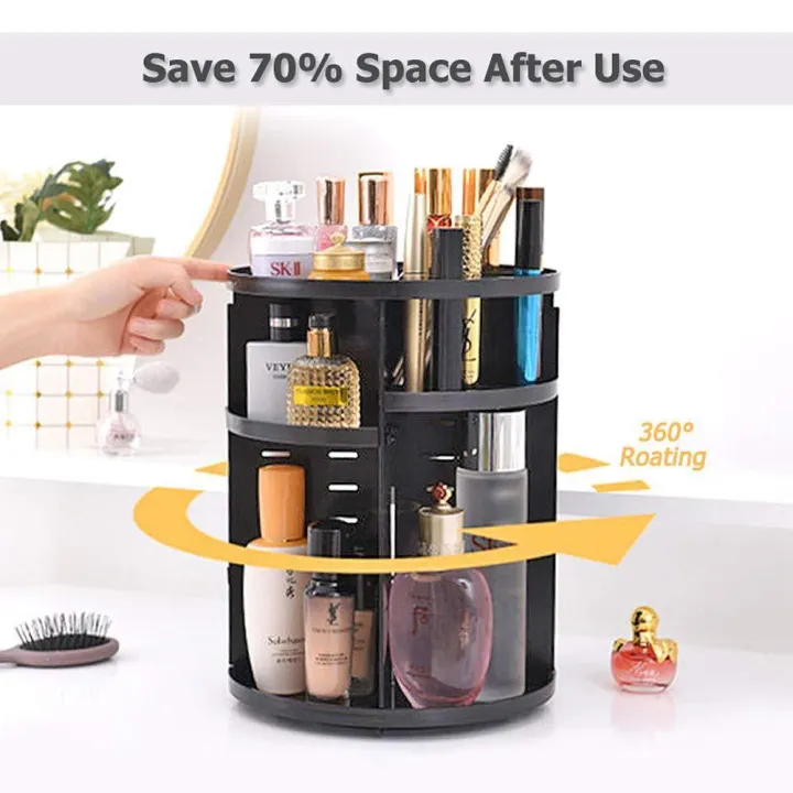 Makeup Rack Organizer 360° Rotating Cosmetics Storage Rack Makeup Organizer Adjustable Makeup ...