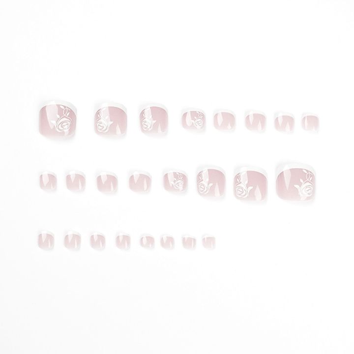 Nails%20foot%20White%20Tips%20French%20Nails%20Wearing%20Nail%20Art%20Pattern%20Removable%20Nail%20Stickers%20acrylic%20press%20ons%2024psc%20for%20feet%20-%20Image%203