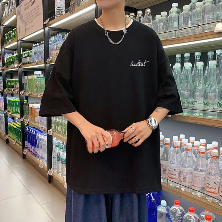 Summer%20Short%20Sleeve%20T%20T-shirt%20Male%20Half%20Sleeve%20New%20Fashion%20Brand%20Loose%20Letter%20Simplicity%20All-Match%20Fashion%20Hong%20Kong%20Style%20ins%20Five-Point%20Top%20-%20Image%208
