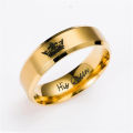 JeeMango Gold Colour King And Queen Lovers Stainless Steel Crown Couple Rings For Girls. 