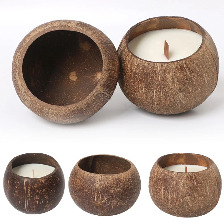 Coconut Shell Candle Holder Candlestick Natural Coconut Bowl Desk Organizer